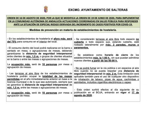 COVID-19: Entrada en vigor de nuevas medias (16/08/2020)