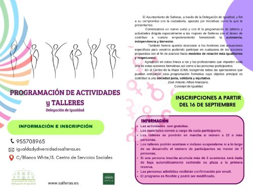 Programación de actividades y talleres para el curso 2024/2025